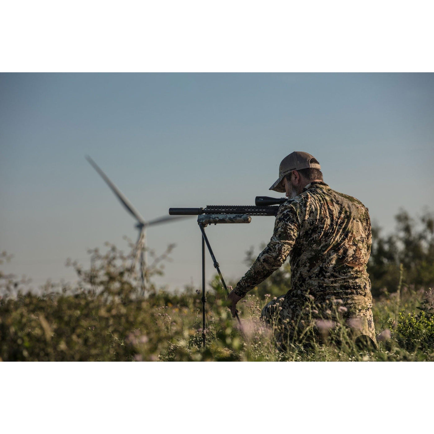 Veil Camo Swagger Hunter 42 bipod being used in South Texas